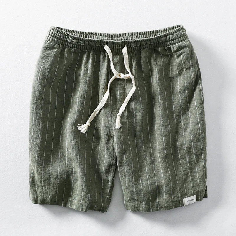 Cotton Linen Pinstripe Shorts