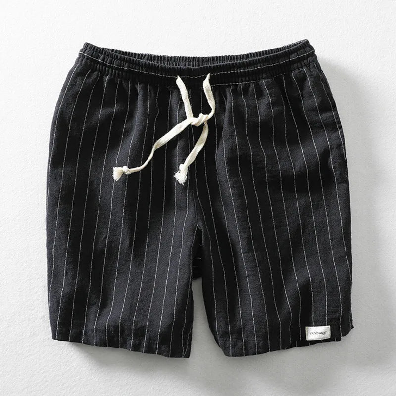 Cotton Linen Pinstripe Shorts